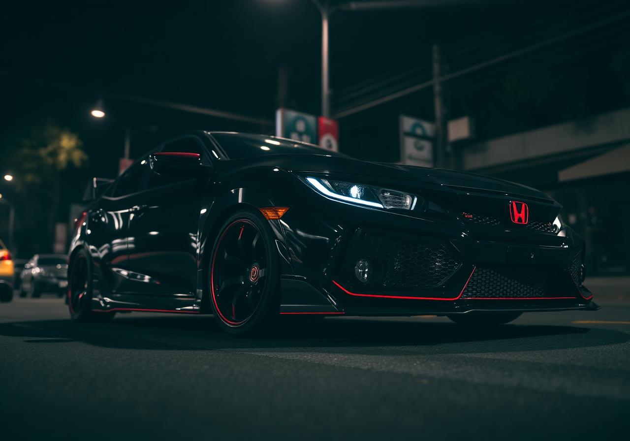 Honda Civic preto tunado